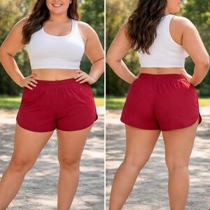 AVIA Women’s Athletic Running Shorts – XL (16–18) – Burgundy Red